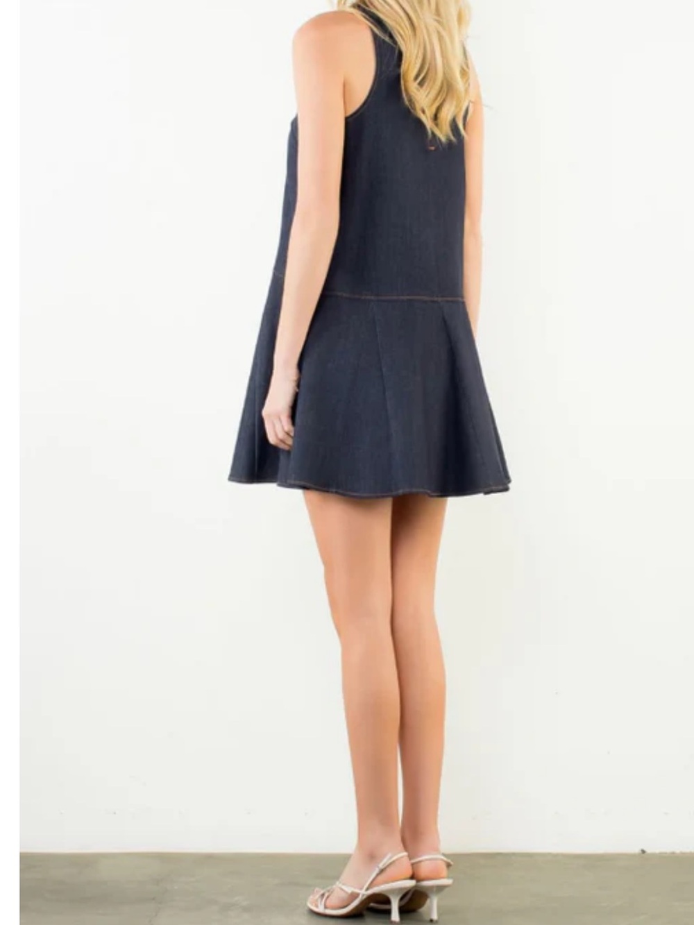 THML Denim Dress Boutique Bold Stripe Accent Large NWT $99 Preppy Feminine - Picture 3 of 8